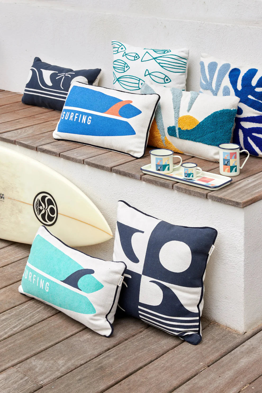 Surfing' cotton cushion