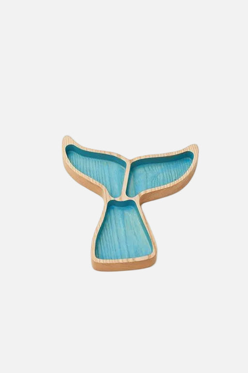 Whale Tail 3 Section Tray, Wood, Blu